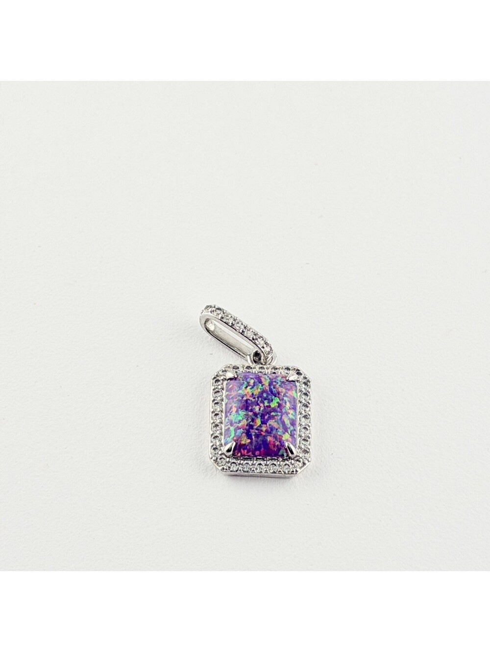 Bomb Party Charm - October Fire Opal on Rhodium Plating